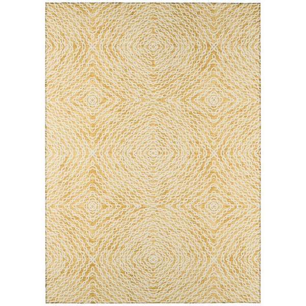 Addison Rugs Bravado Gold 8 ft. x 10 ft. Geometric Indoor/Outdoor Washable Area Rug