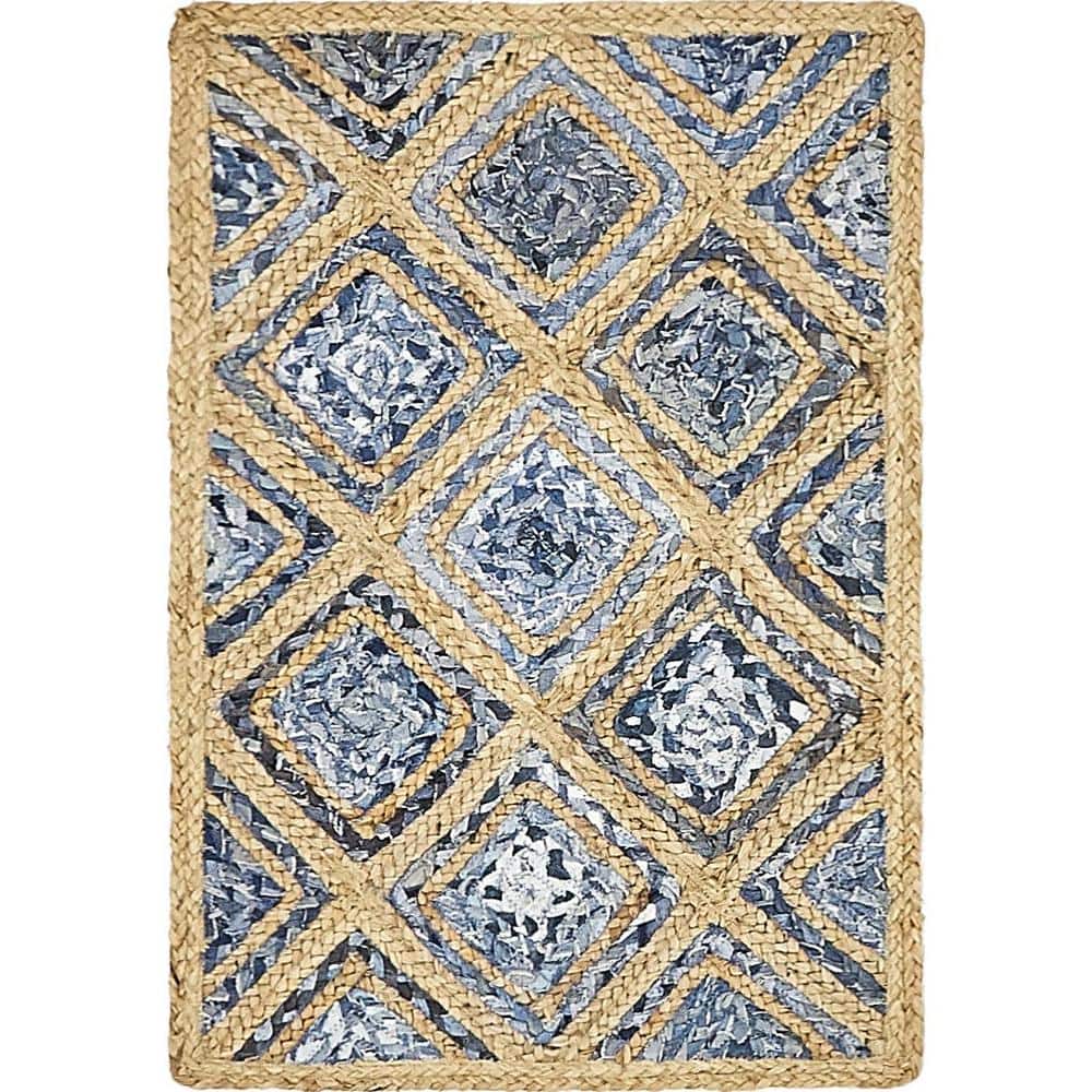 Handcrafted Bengal Blue Braided Cotton-Jute 2x3 Rug