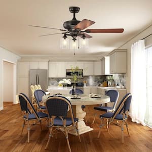 52 in. Indoor Bronze Ceiling Fan Light with Pull Chain and 5 Reversible Blades