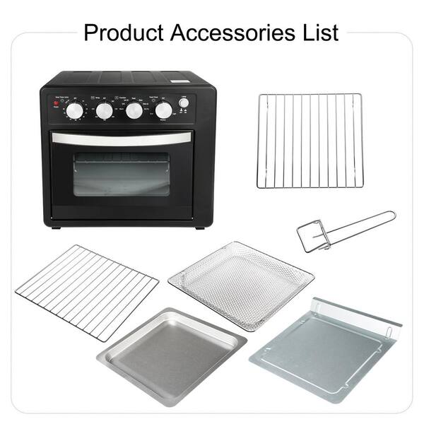 1500 W 8-Slice Stainless Steel Toaster Oven with Knob Control