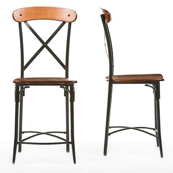 Baxton Studio Broxburn Light Brown Wood & Metal Bar Stool - Set of 2 Baxton Studio Broxburn Light Brown Wood & Metal Bar Stool - Set of 2