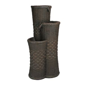 27.25 in. Brown Woven 3-Tier Water Fountain