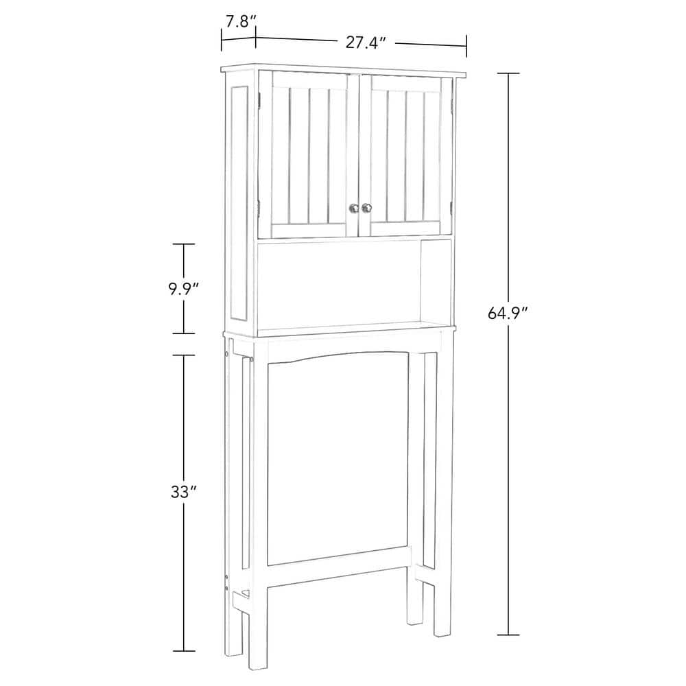 White MDF Over-the-Toilet Storage Cabinet with Adjustable Shelves