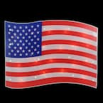 12.5 in. H x 17 in. L Lighted Holographic Red White and Blue American Flag Window Silhouette Decoration
