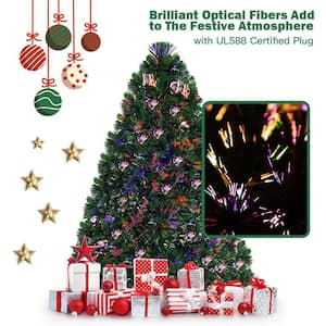 4 ft. Pre-Lit Fiber Optic Artificial PVC Christmas Tree with Metal Stand Holiday