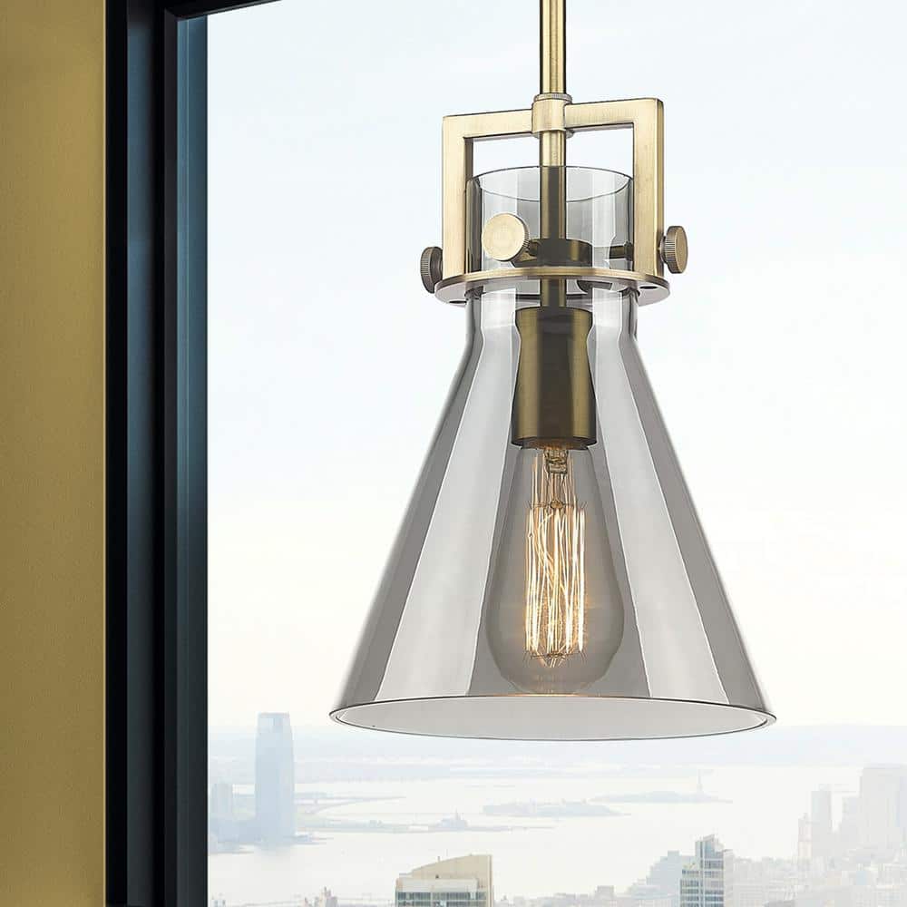 Newton Cone 8" Brushed Brass Glass Pendant Light