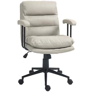 Faux Leather with Wheels, Office Desk Chair, Task Computer Chair in Light Grey