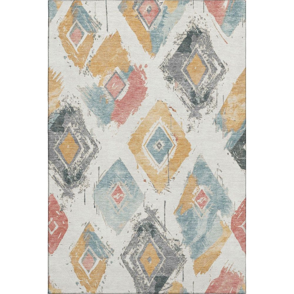 Mayfield Premium Machine Washable Abstract AMF1669 Ivory 3 ft. x 5 ft. Area Rug price history on PriceWatchPro