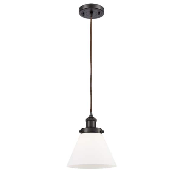 Innovations Cone 100-Watt 1-Light Oil Rubbed Bronze Standard Mini Pendant Light with Painted Glass Shade, No Bulbs Included