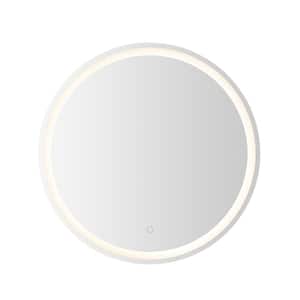 Dane 27 in. W x 27 in. H Small Round Rectangular Frameless Antifog Front/Back-Lit Tri-Color Wall Bathroom Vanity Mirror