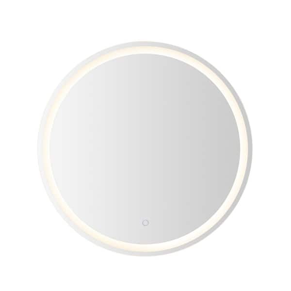 Dane 27 in. W x 27 in. H Small Round Rectangular Frameless Antifog Front/Back-Lit Tri-Color Wall Bathroom Vanity Mirror
