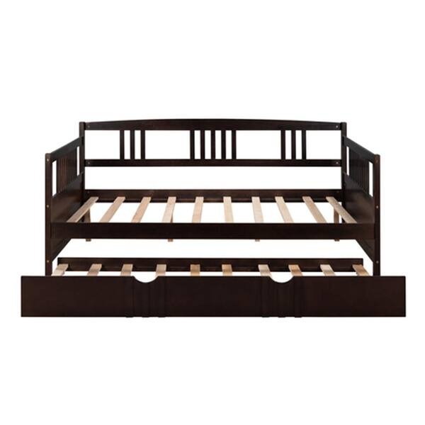 Espresso Full Size Daybed Wood Bed with Twin Size Trundle LC-952817 ...