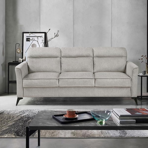 Ellicott 79 in. W Straight Arm Microfiber Fabric Rectangle 3-Piece Living Room Sofa Set in Tan