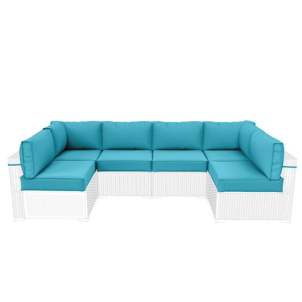26 in. x 26 in. x 5 in. (14-Piece) Deep Seating Outdoor Lounge Chair Sectional Cushion Lake Blue