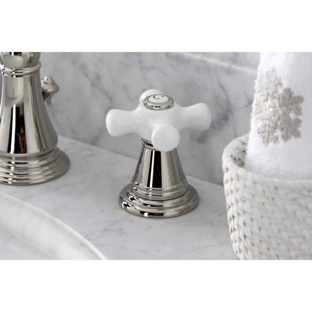 Polished Nickel Victorian Widespread Bathroom Faucet with Pop-Up Drain