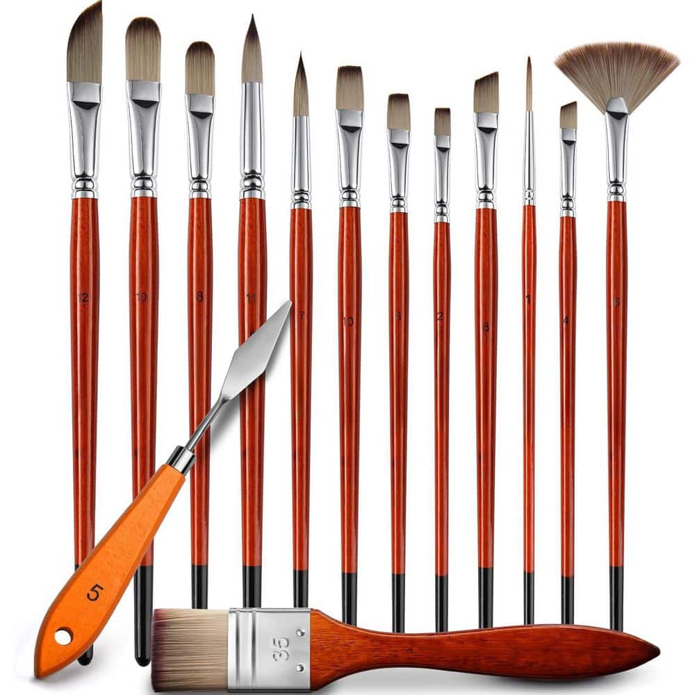 14-Pcs Acrylic Paint Brushes Set with Palette Knife - Professional Synthetic Bristles for Oil and Acrylic Painting price history on PriceWatchPro