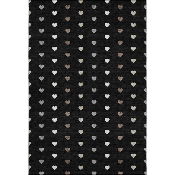 Mayfield Premium Machine Washable Abstract AMF2510 Black 3 ft. x 5 ft. Area Rug