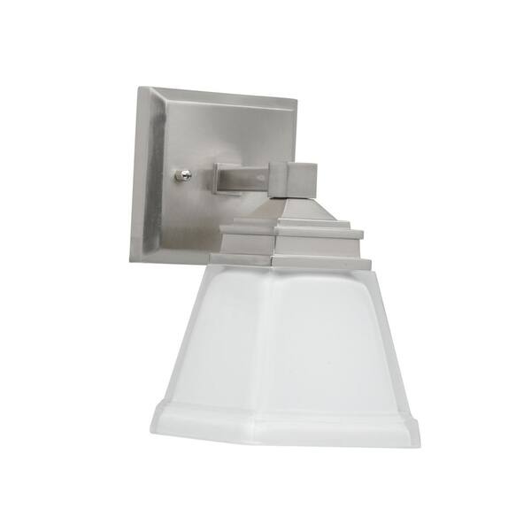 Landray Square 1-Light Brushed Nickel Wall Sconce hampton bay HJC1391A-3 Landray Square 1-Light Brushed Nickel Wall Sconce hampton bay HJC1391A-3