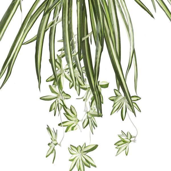 LIVING LUXURY 25 in. Artificial Spider Plant Leaf Hanging Plant Greenery  Foliage Bush (Set of 2) 84061-GR - The Home Depot