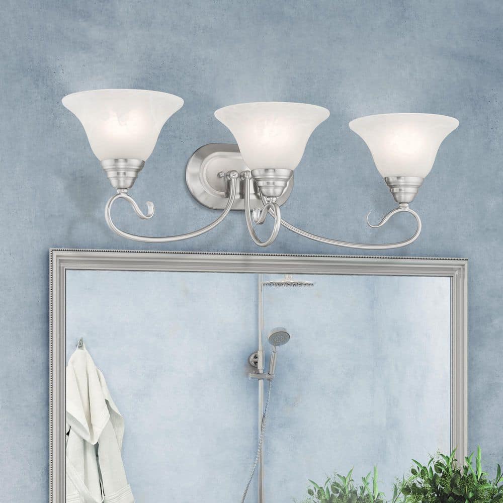 Coronado Brushed Nickel 3-Light Vanity with White Alabaster Glass