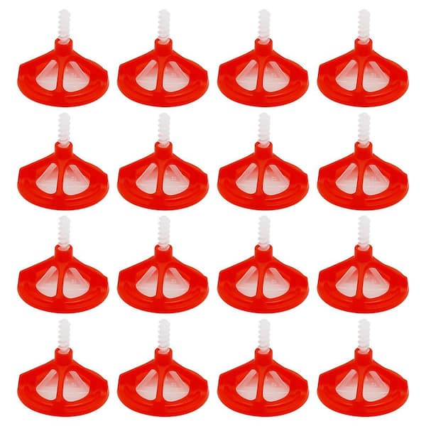 1/8 in. Tile Leveling System (1/8 in. 300-Pcs White Base + 100-Pcs Red Cap), Easy Installation, Made of Durable Plastic