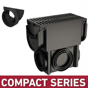 Compact Series Slim Drainage Pit/Catch Basin for 3.2 in. Modular Trench/Channel Drain Systems with Multi Pipe Adapter