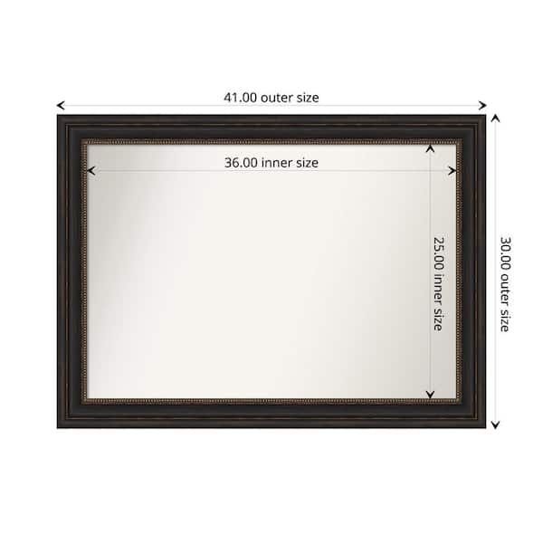 Amanti Art Accent Bronze 41 in. x 30 in. Custom Non-Beveled Polystyrene Antique Framed Bathroom Vanity Wall Mirror