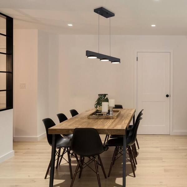 AP 38122 L ブラック ペンダントライト　３個セット Laplusbelle 3-Light 10-Watt Black Modern Aluminum Dimmable