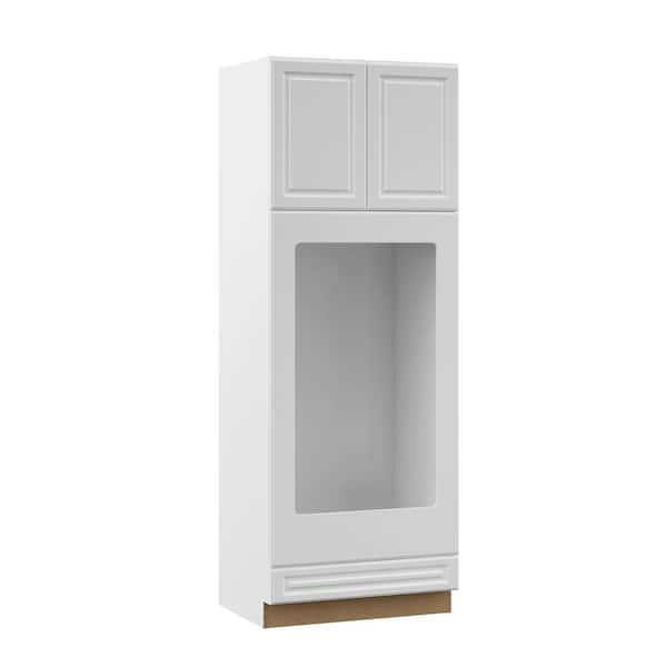 Designer Series Elgin 33 in. W x 24 in. D x 90 in. H Assembled Raised Panel Double Oven Kitchen Cabinet in White