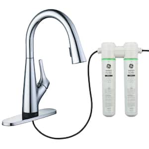 Eagleton Single-Handle Pull-Down Sprayer Kitchen Faucet with Water Filter in Chrome