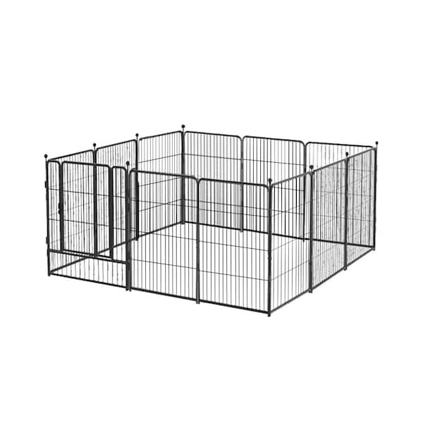 Shatex 31.5 in. x 31.5 in. Free Combination Pet Playpen Fence Convenient Dog Cage Black (12-Pieces)