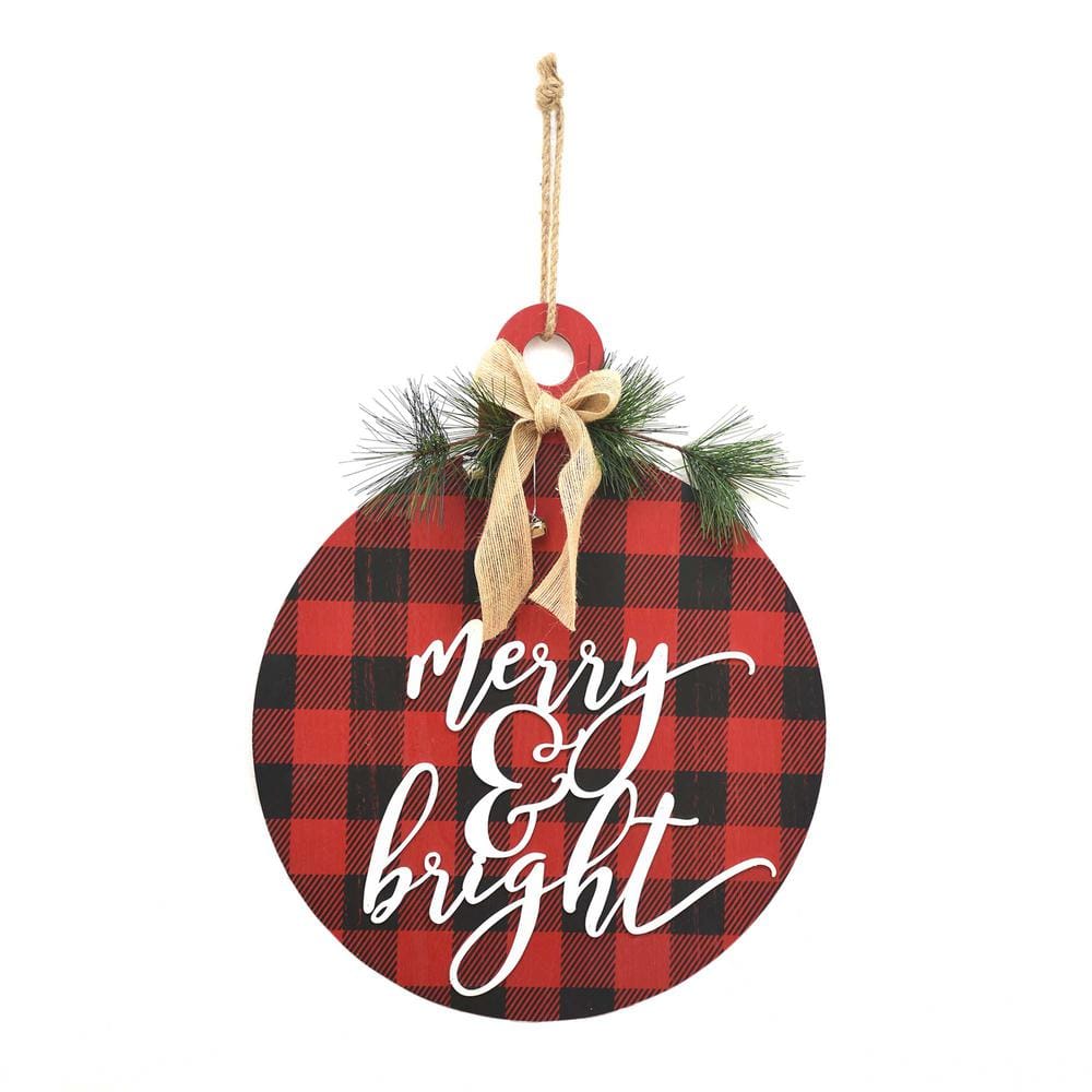 Holiday Time Red & Black Buffalo Check Stand Band™ Christmas Tree