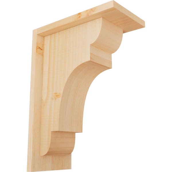 Ekena Millwork 5-1/2 in. x 10 in. x 14 in. Douglas Fir New Brighton Smooth Corbel with Backplate