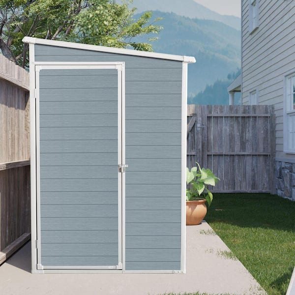 4 ft. W x 8 ft. D Resin Gray Outdoor Storage Shed with Floor