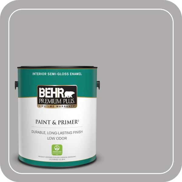 BEHR PREMIUM PLUS 1 gal. Home Decorators Collection #HDC-NT-27A Soft Pebble Semi-Gloss Enamel Low Odor Interior Paint & Primer