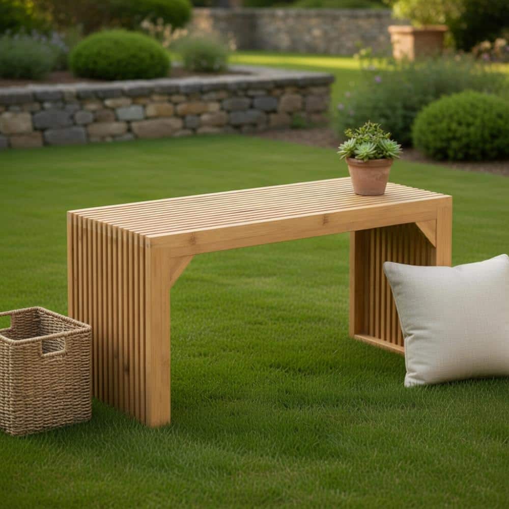 solid bamboo dining bench indoor outdoor entryway seating sturdy load bearing capacity