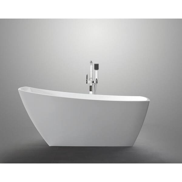 Albi 67 in. Acrylic Flatbottom Non-Whirlpool Freestanding Bathtub in Glossy White