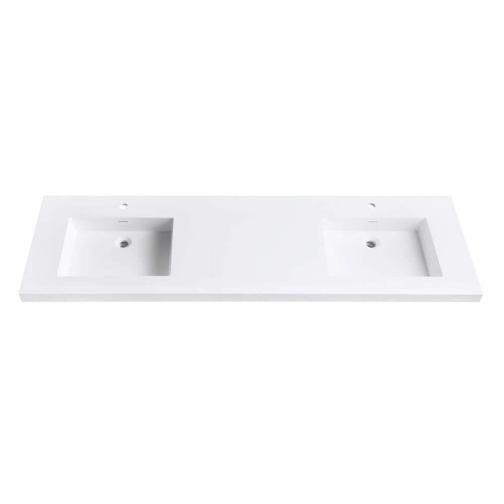 Avanity VersaStone 73 in. Solid Surface Vanity Top with Integrated Double 22 in. Deep Bowl in Matte White -  VUT73WT