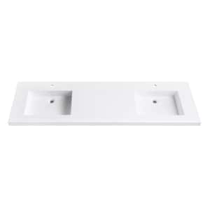 VersaStone 73 in. Solid Surface Vanity Top with Integrated Double 22 in. Deep Bowl in Matte White