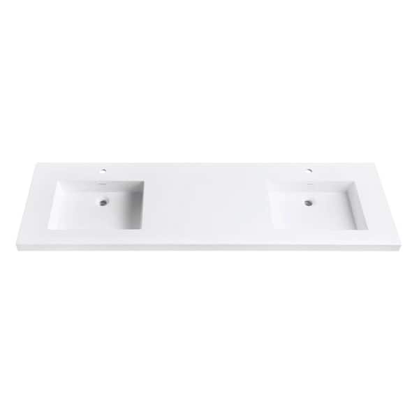 Avanity VersaStone 73 in. Solid Surface Vanity Top with Integrated Double  22 in. Deep Bowl in Matte White VUT73WT - The Home Depot