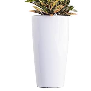29.5 in. H White Plastic Self Watering Indoor Outdoor Tall Round Planter Pot, Decorative Gardening Pot, Home Decor