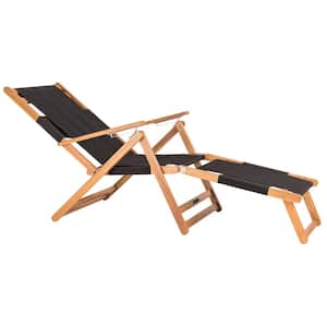 Portable Lounge Chair with Leg Rest in Black