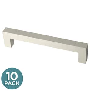 Modern Square 5-1/16 in. (128 mm) Cabinet Drawer Pull (10-Pack) in Stainless Steel Finish