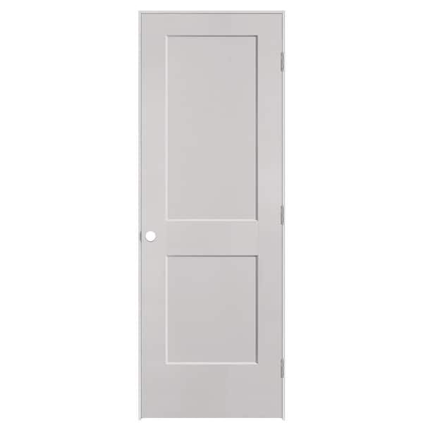 Masonite 28 in. x 80 in. 2-Panel Logan Left-Hand Solid Core Silver Bullet Molded Composite Single Prehung Interior Door