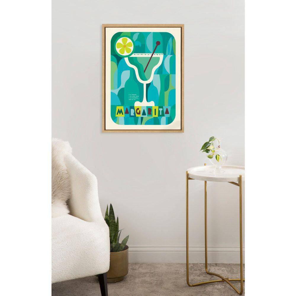 Colorful Mid-Century Margarita Print on Canvas with Natural Frame