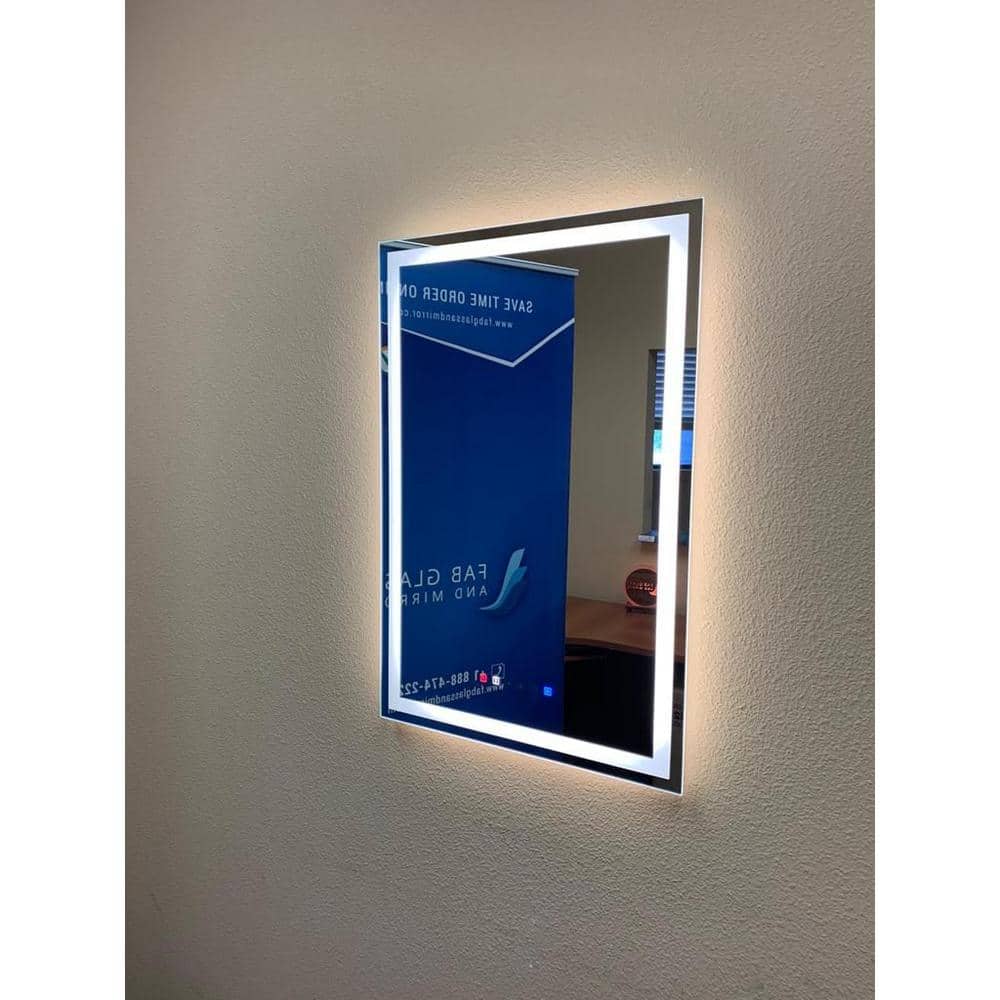 Polished Frameless LED Rectangular Full-Length Mirror with Touchscreen