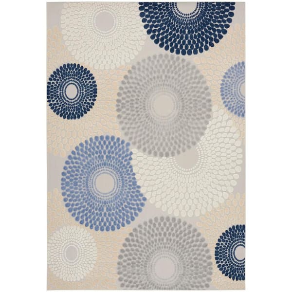Aloha Blue Grey 8 ft. x 11 ft. Medallion Contemporary Area Rug