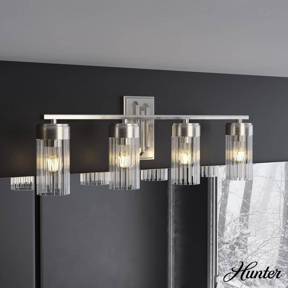 Gatz 31.5 in. 4-Light Brushed Nickel Vanity Light with Ribbed Glass Shades price history on PriceWatchPro