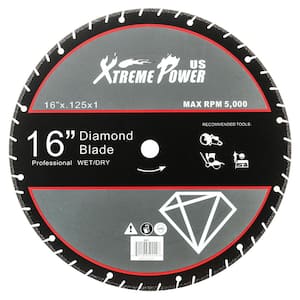 16 in. x 0.125 in. x 1 in. Segmented Cut Off Saw Diamond Blade Abrasive Wheel