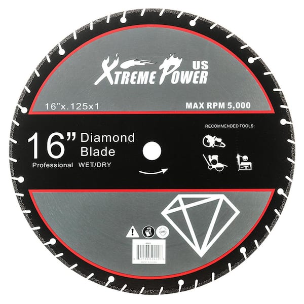 XtremepowerUS 16 in. x 0.125 in. x 1 in. Segmented Cut Off Saw Diamond Blade Abrasive Wheel